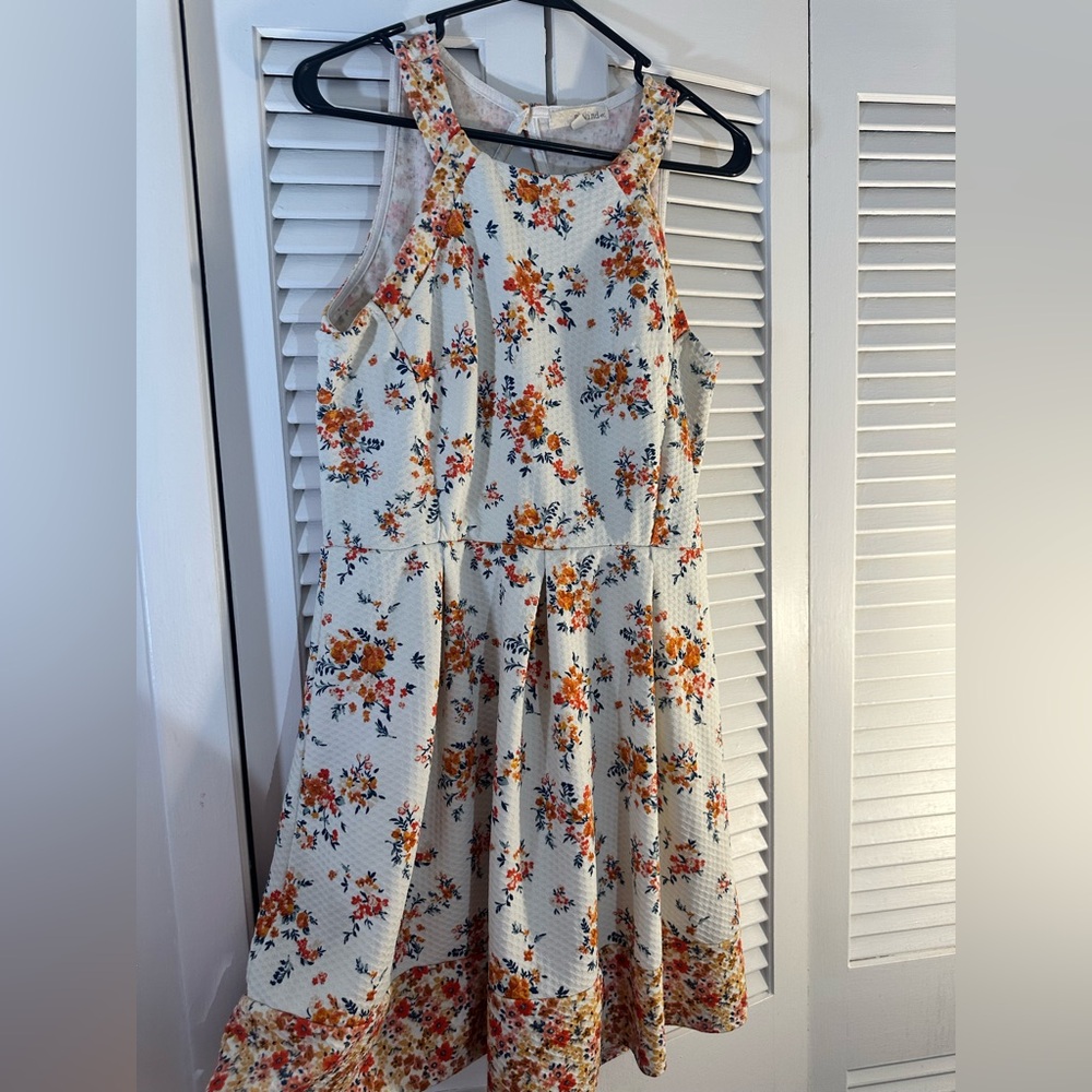 Junior Floral Dress in White and Orange